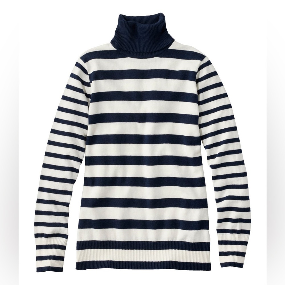 Llbean Women's Cotton/Cashmere Sweater, Turtleneck Stripe